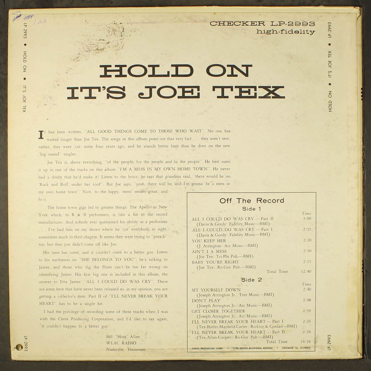 hold on! it's joe tex by JOE TEX