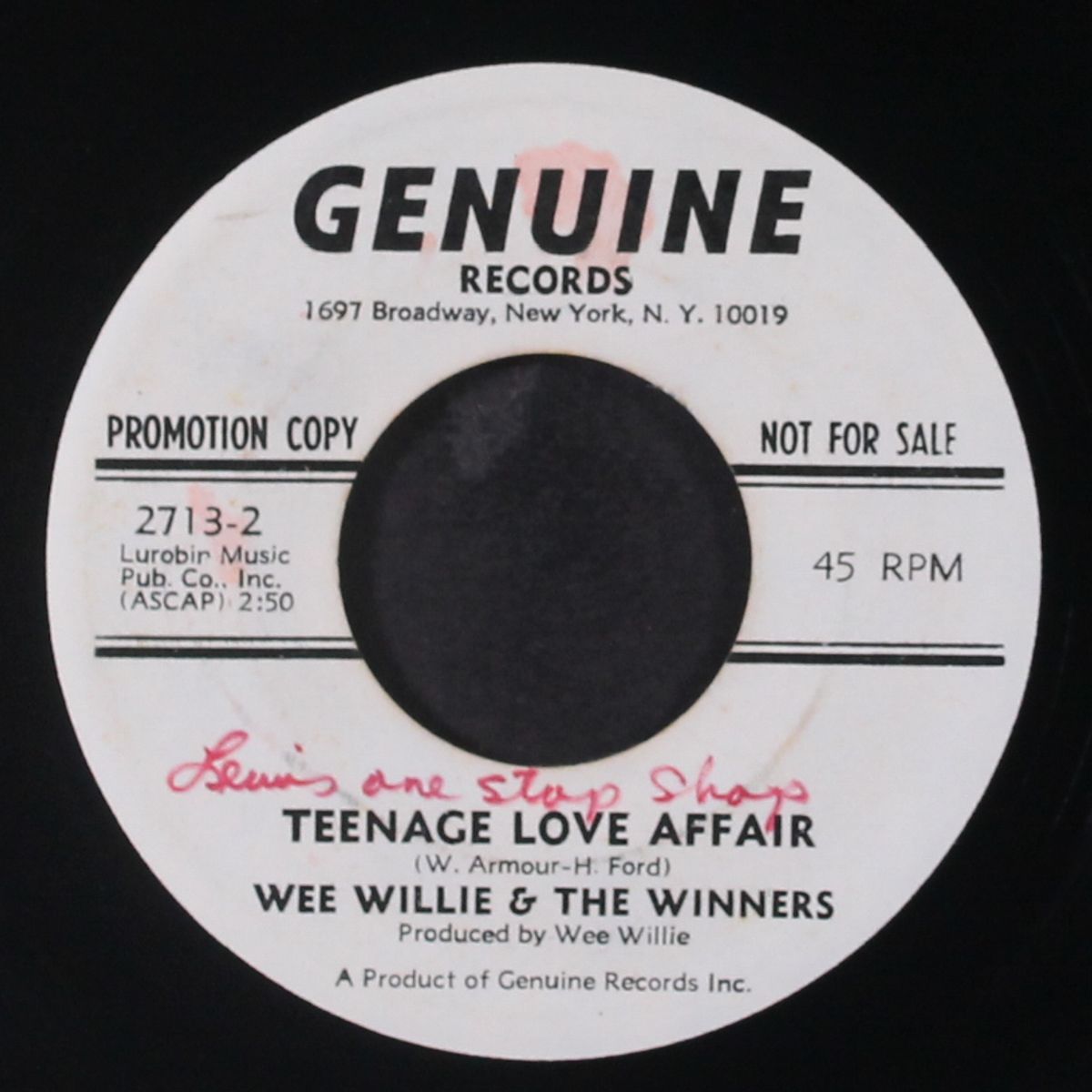 i found the funky man / teenage love affair by WEE WILLIE & WINNERS