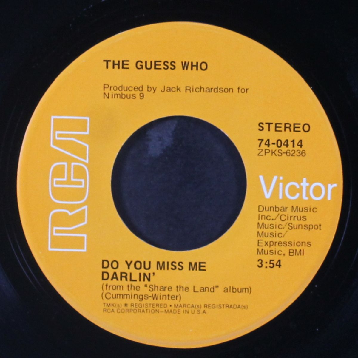 hang on to your life / do you miss me darlin' by GUESS WHO
