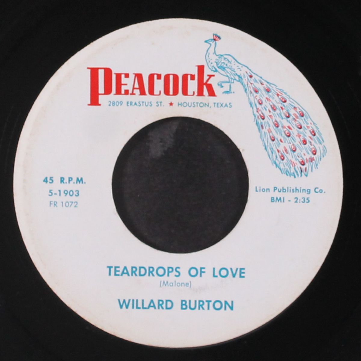 backslide / teardrops of love by WILLARD BURTON