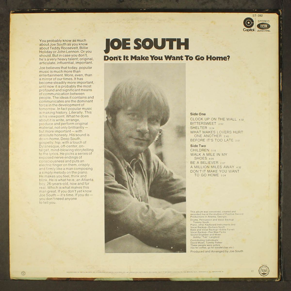 don't it make you want to go home? by JOE SOUTH