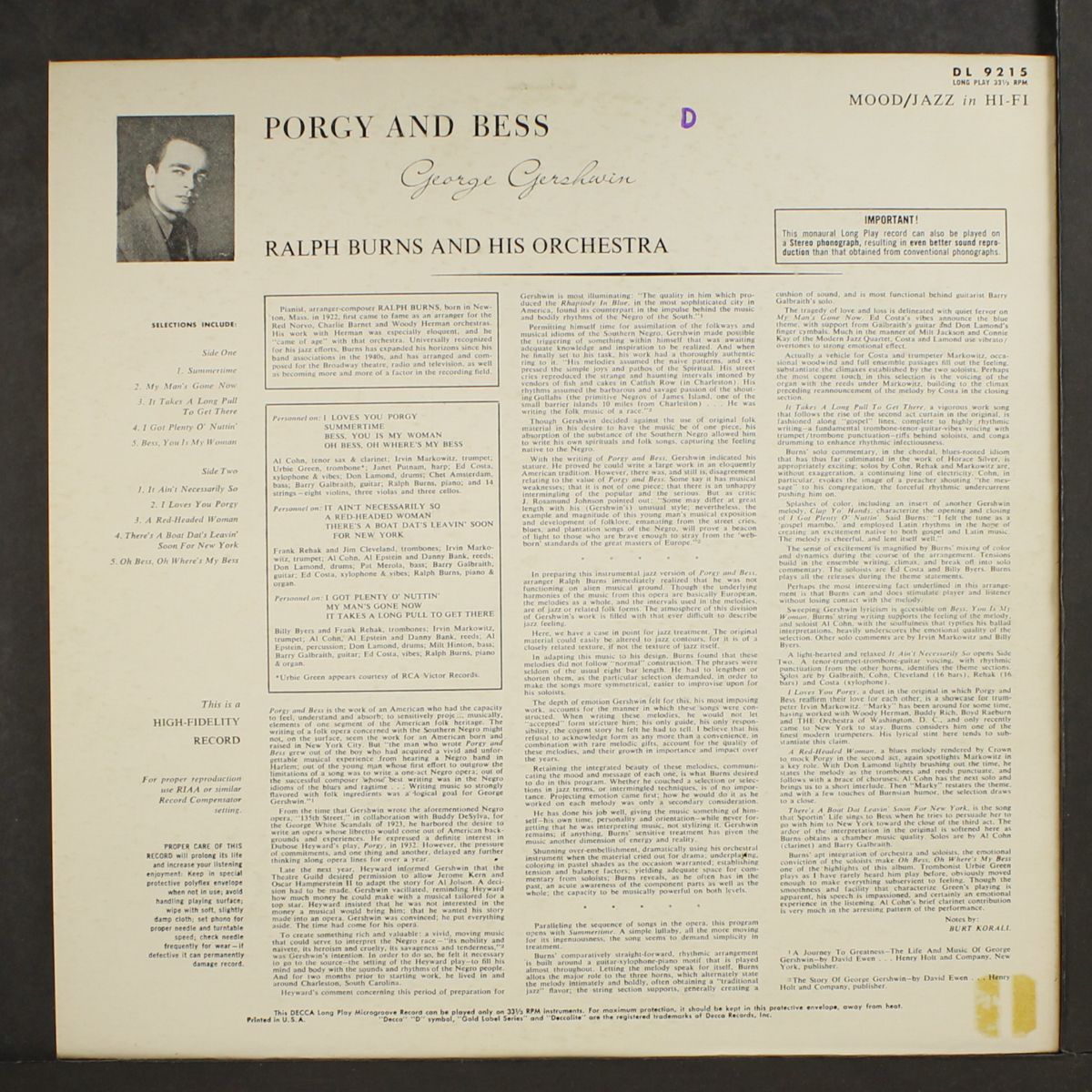 porgy and bess by RALPH BURNS