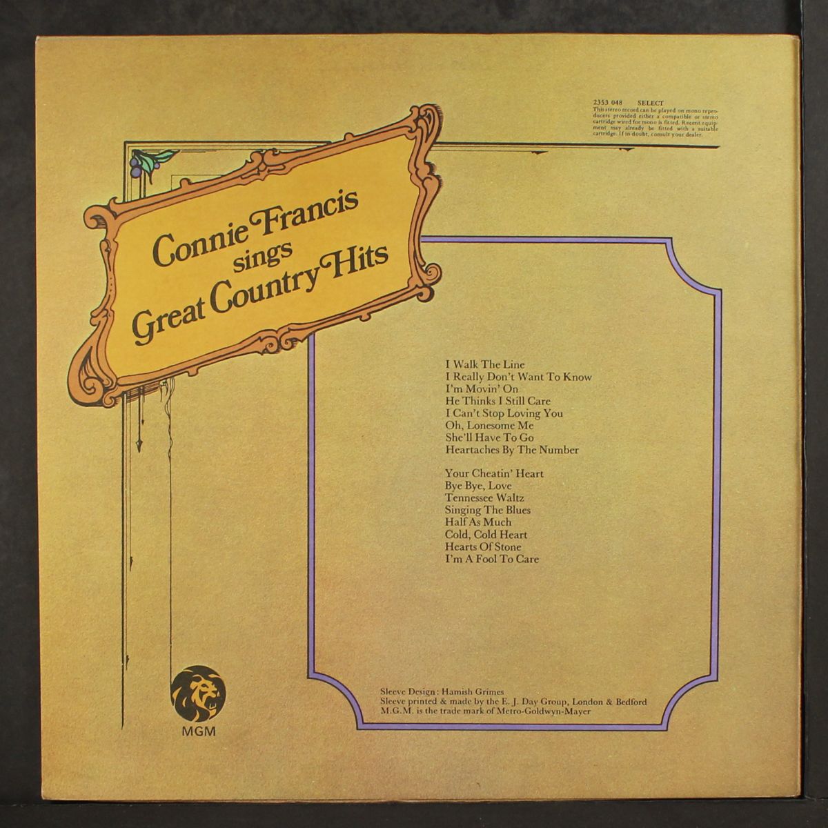 sings great country hits by CONNIE FRANCIS