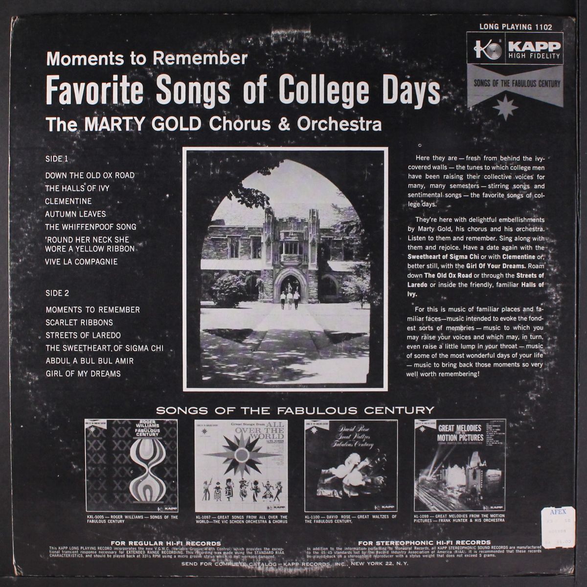 favorite songs of college days by MARTY GOLD