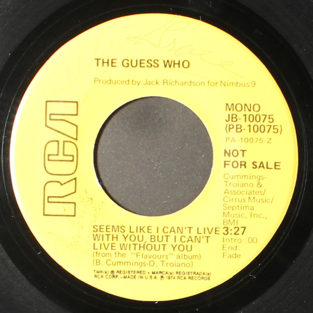 seems like i can't live with you but i can't live without you / mono by GUESS WHO
