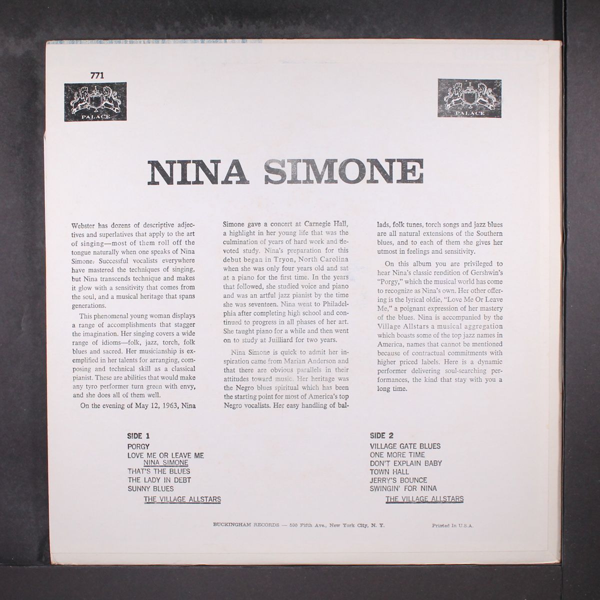sings porgy by NINA SIMONE & VILLAGE ALL STARS