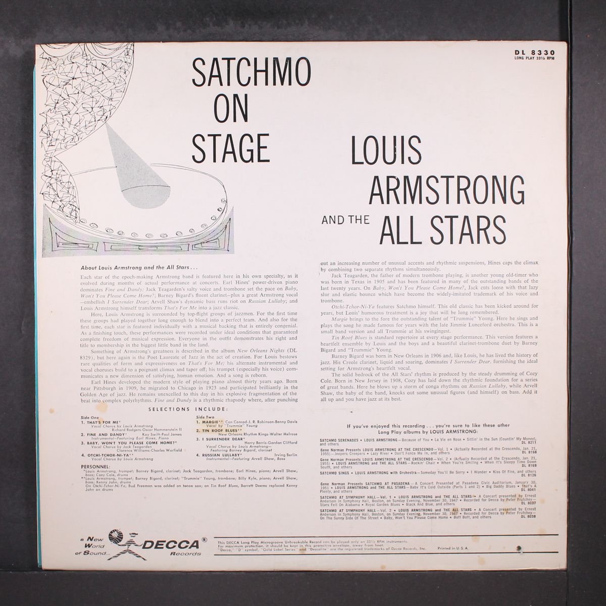 satchmo on stage by LOUIS ARMSTRONG