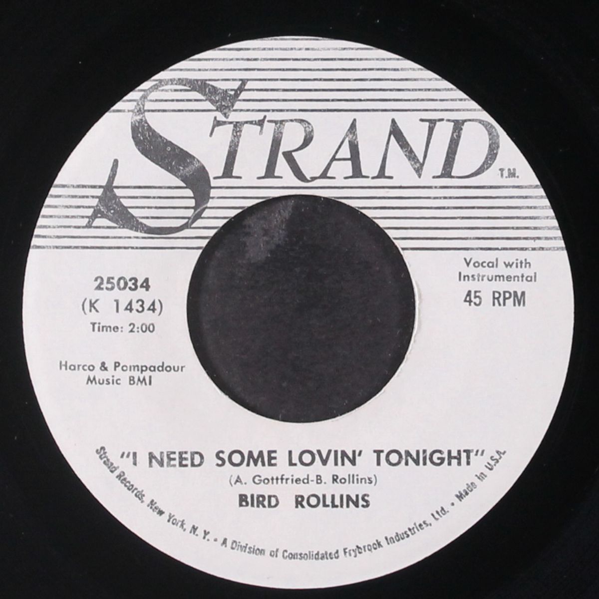 i need some lovin' tonight / just let me be by BIRD ROLLINS