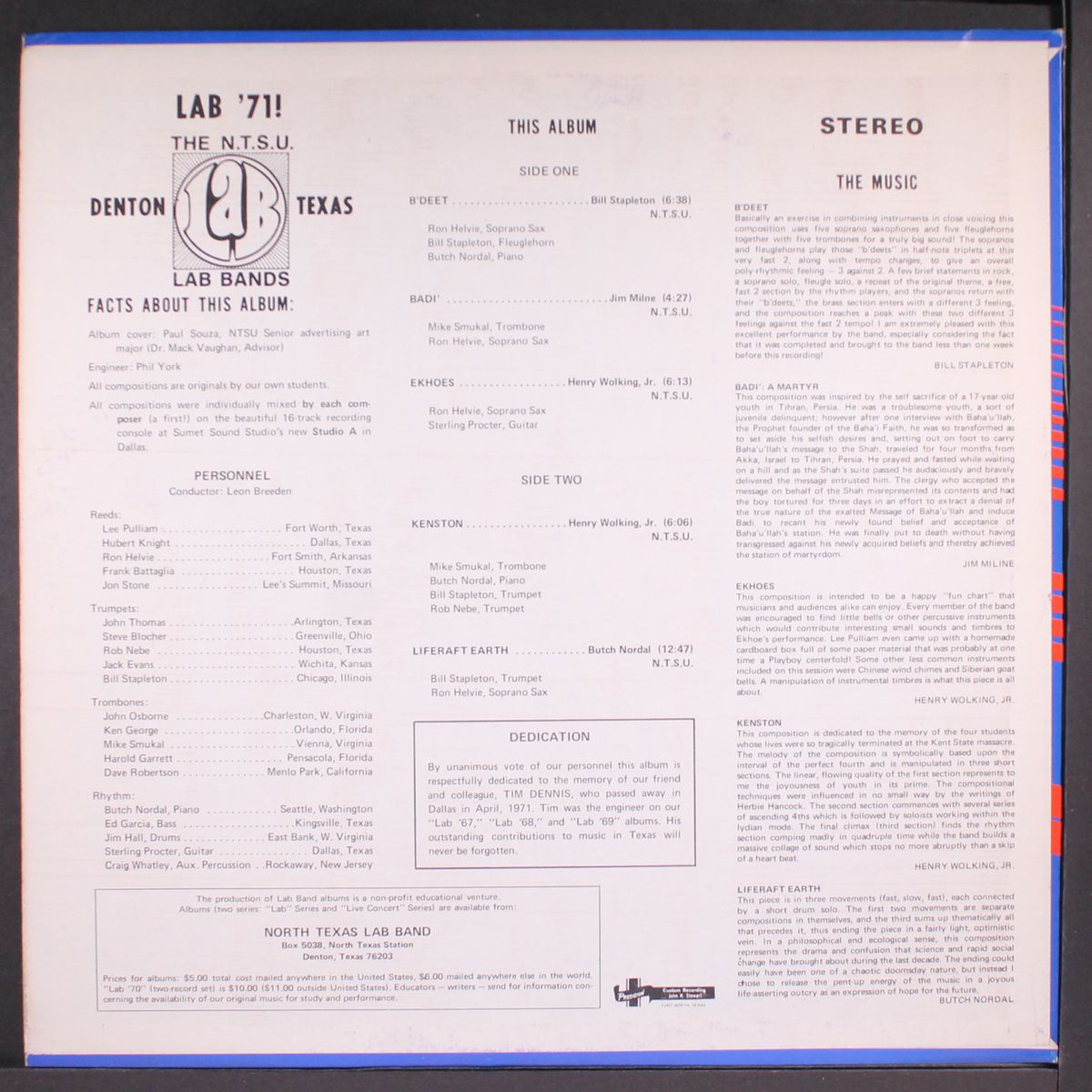 lab '71 by NORTH TEXAS STATE UNIVERSITY LAB BAND