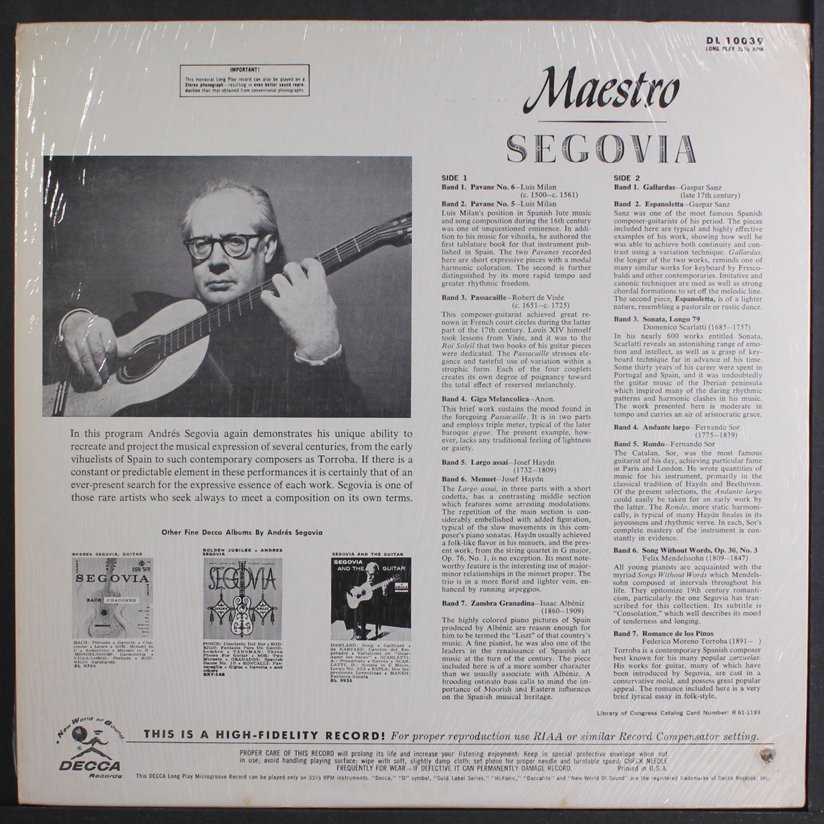 maestro segovia by ANDRES SEGOVIA