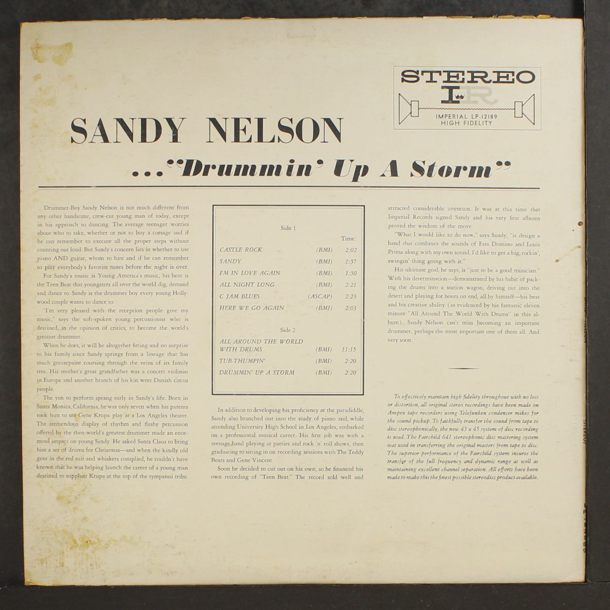 drummin' up a storm by SANDY NELSON
