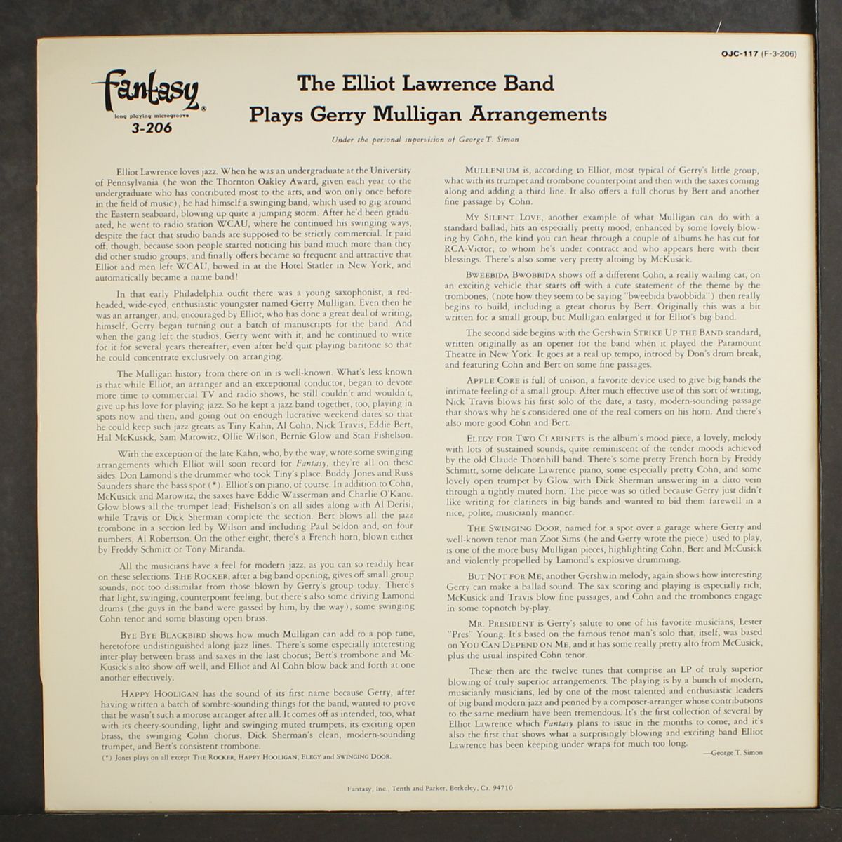 plays gerry mulligan arrangements by ELLIOT LAWRENCE