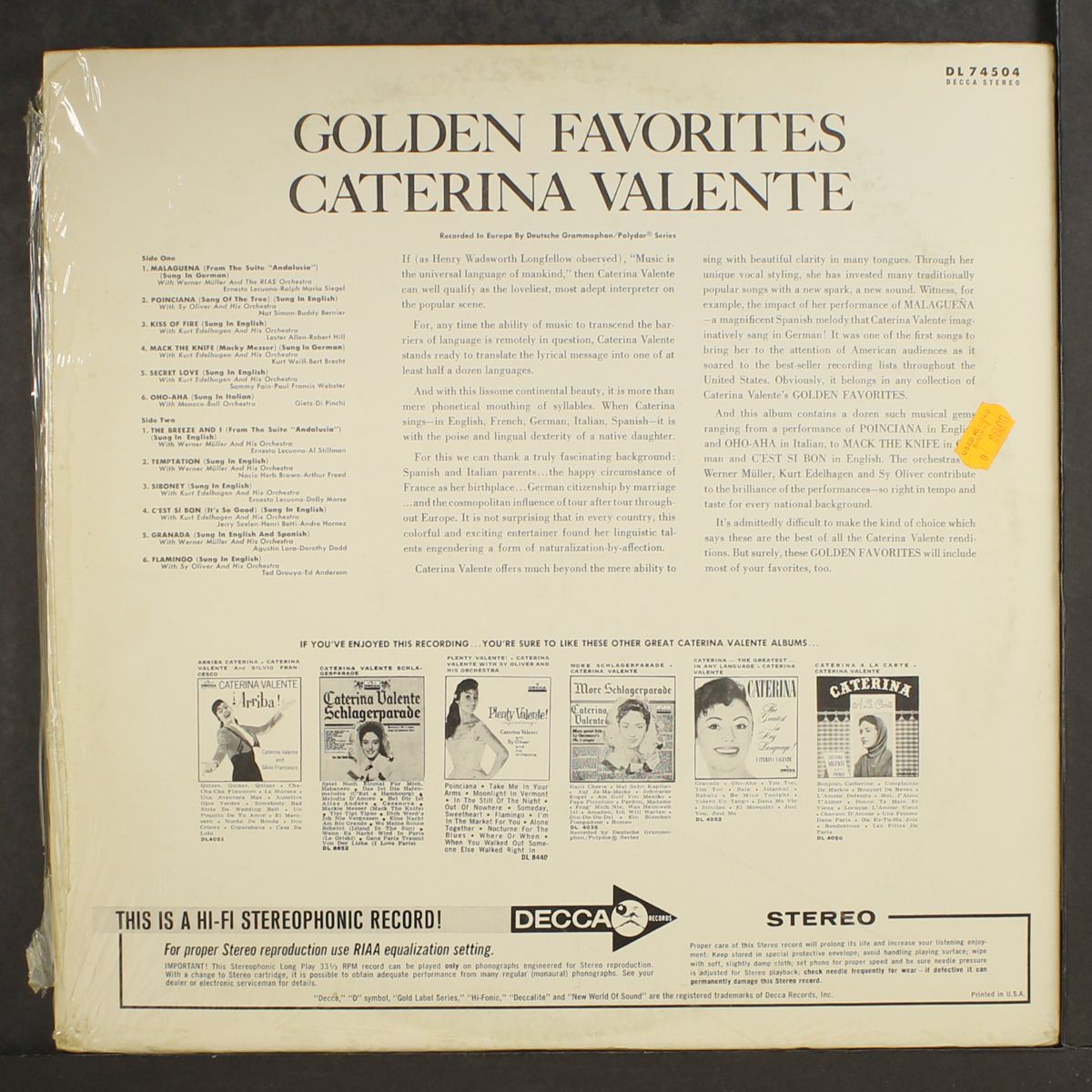 golden favorites by CATERINA VALENTE