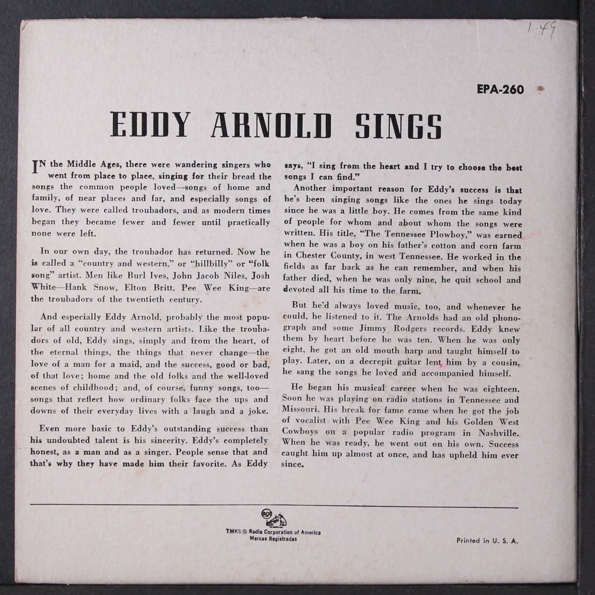 sings by EDDY ARNOLD