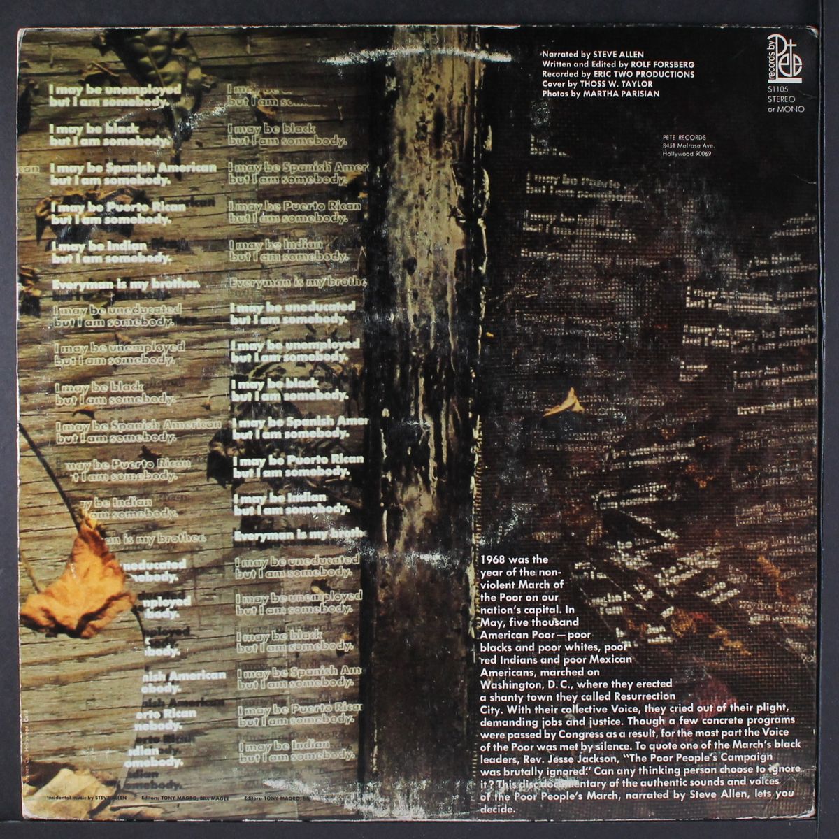 but i am somebody (the voice of the poor) by STEVE ALLEN
