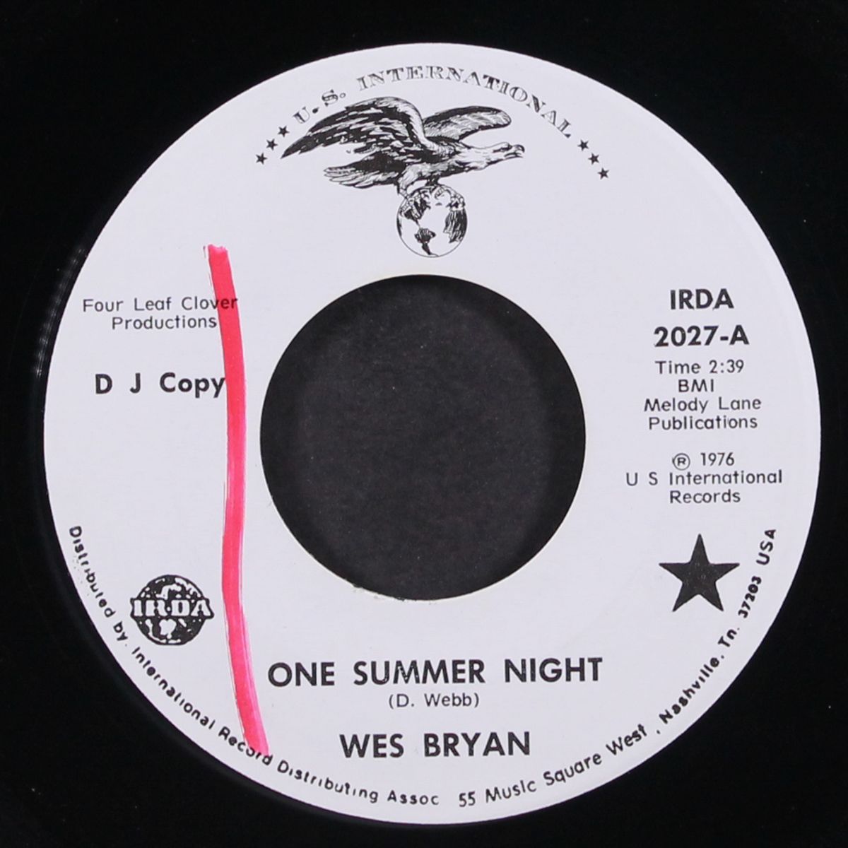 one summer night / i'm glad i got to see you again by WES BRYAN