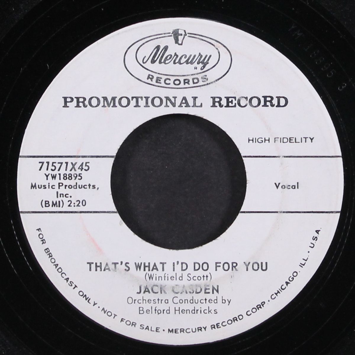 answer my prayer / that's what i'd do for you by JACK CASDEN