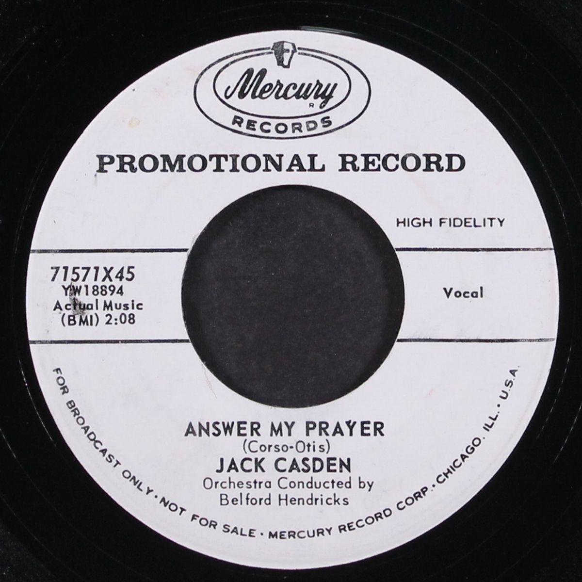 answer my prayer / that's what i'd do for you by JACK CASDEN