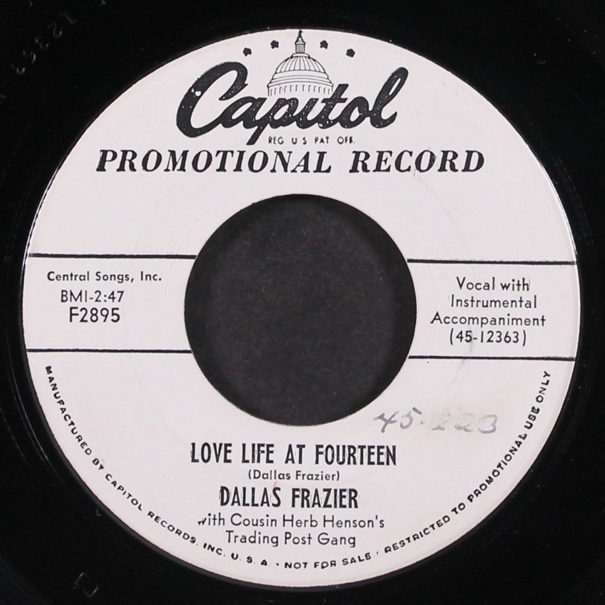 love life at fourteen / i'm gonna move over yonder by DALLAS FRAZIER