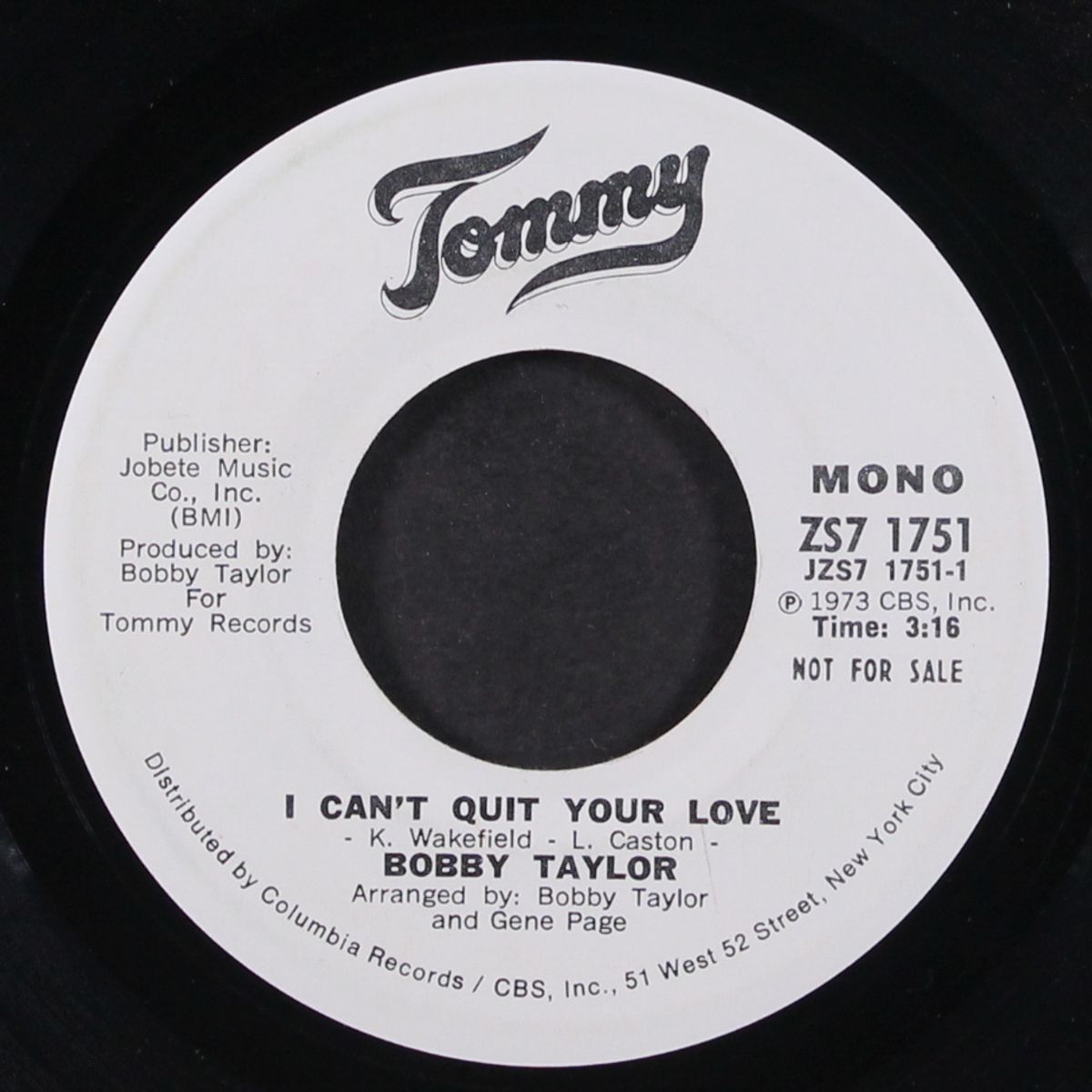 i can't quit your love / mono by BOBBY TAYLOR
