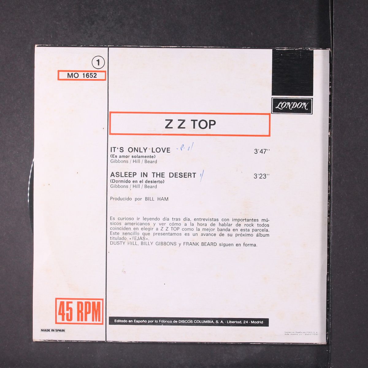 it's only love / asleep in the desert by ZZ TOP