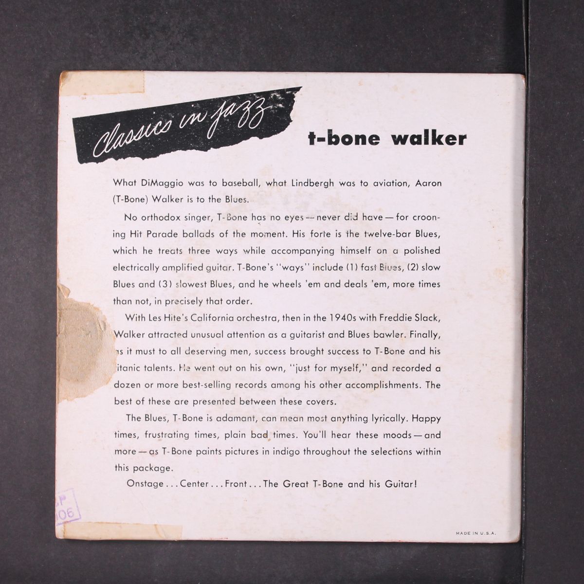 classics in jazz, part 2 by T-BONE WALKER