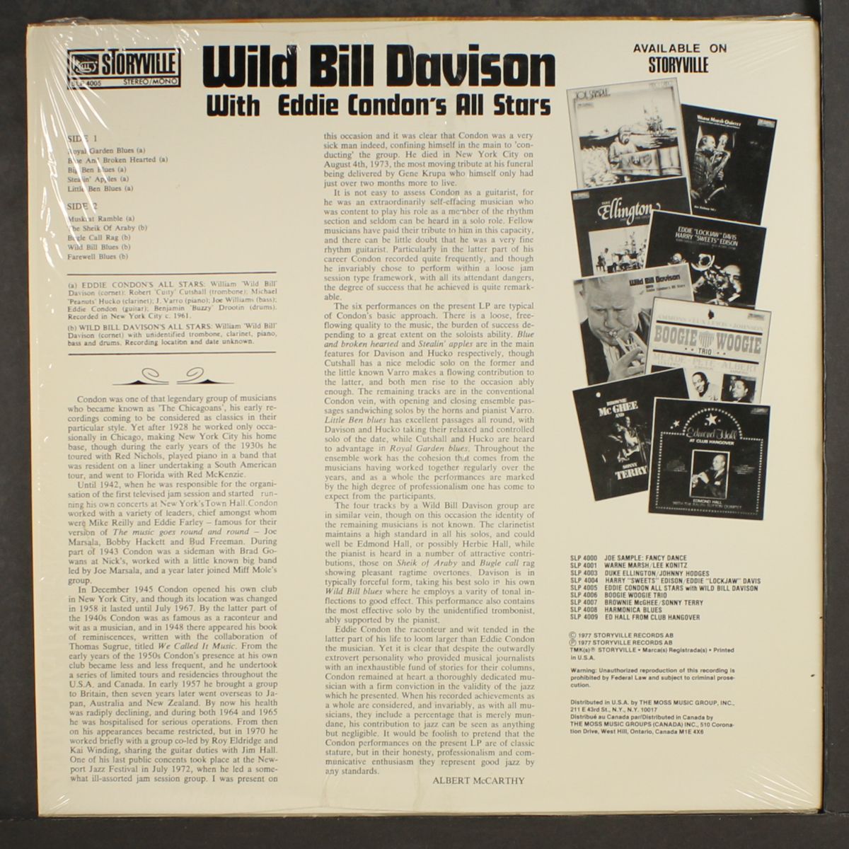 wild bill davison with eddie condon's all stars by WILD BILL DAVISON
