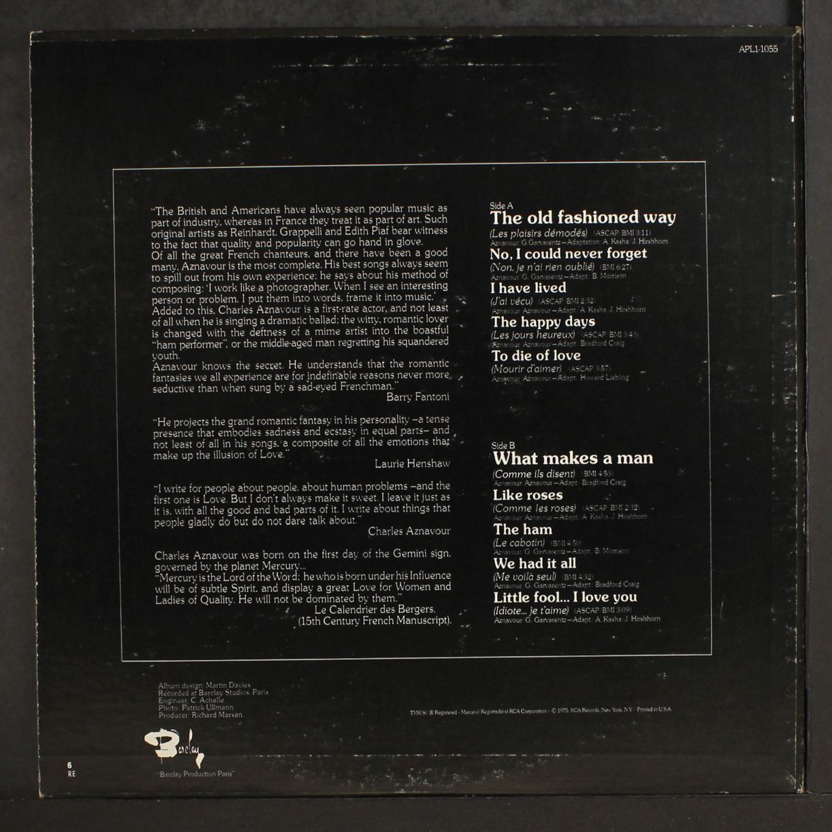 the old fashioned way by CHARLES AZNAVOUR