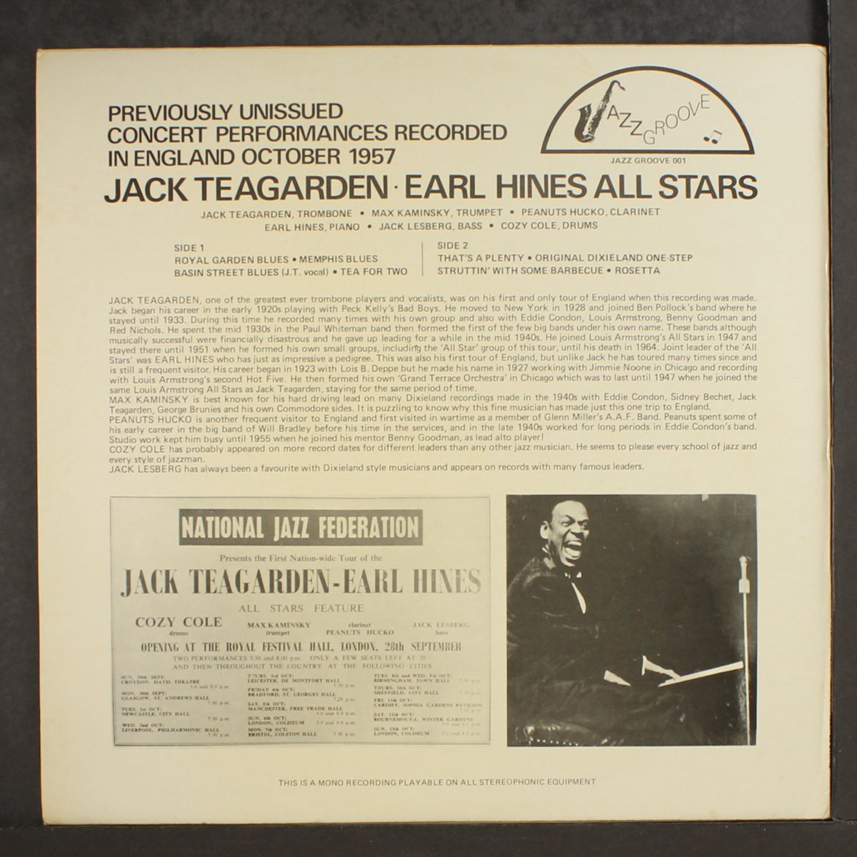 in england 1957 by JACK TEAGARDEN-EARL HINES ALL STARS