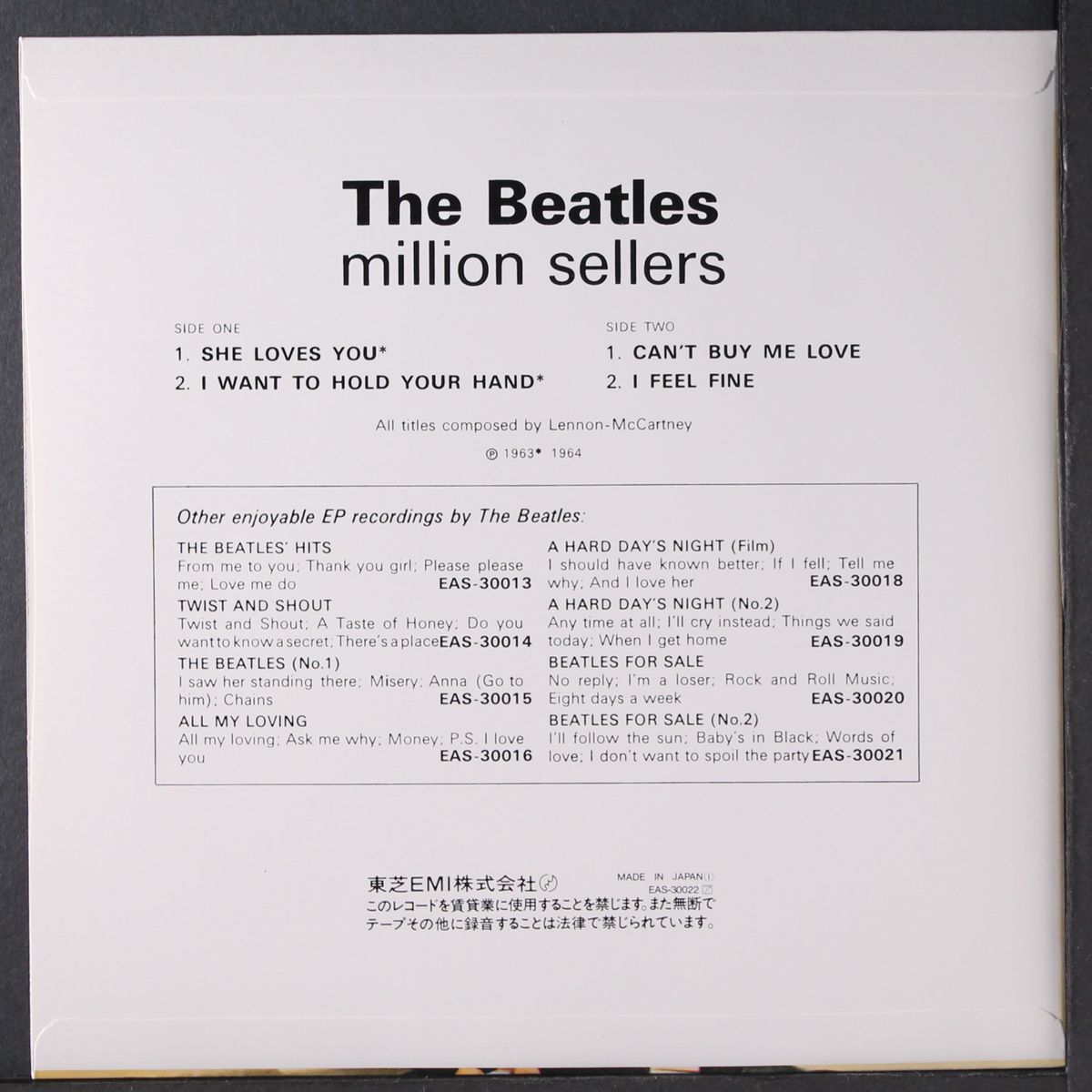 million sellers by BEATLES