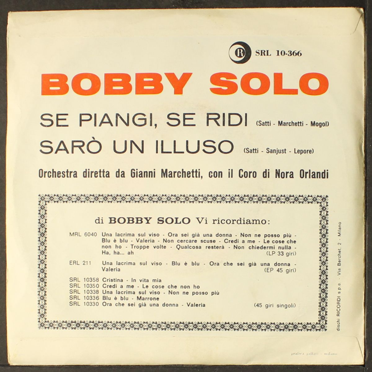 se piangi se ridi by BOBBY SOLO