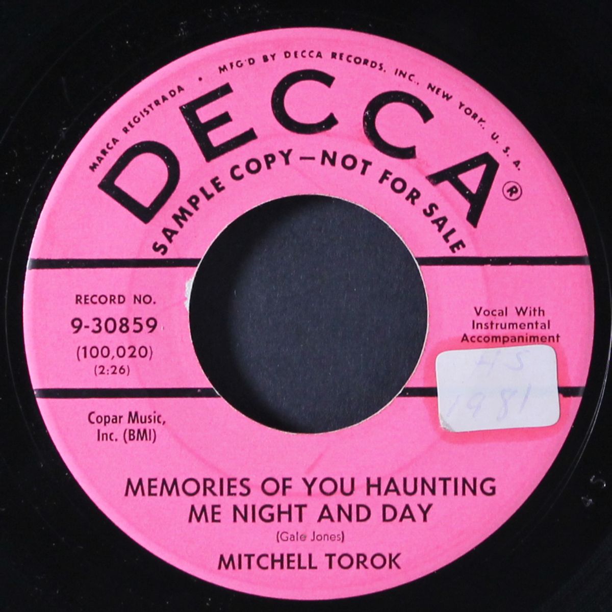 memories of you haunting me night and day / go ahead and be a fool by MITCHELL TOROK
