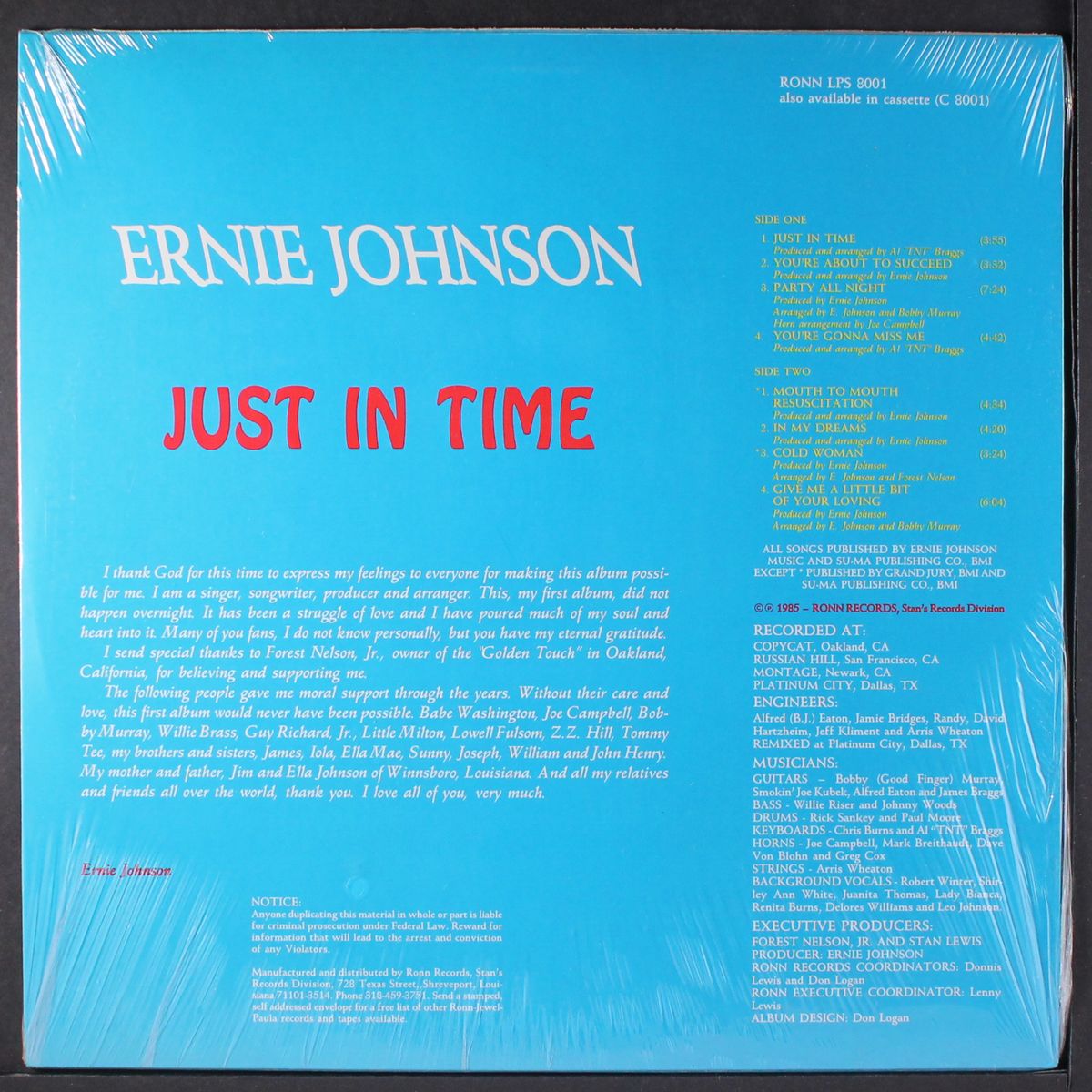 just in time by ERNIE JOHNSON