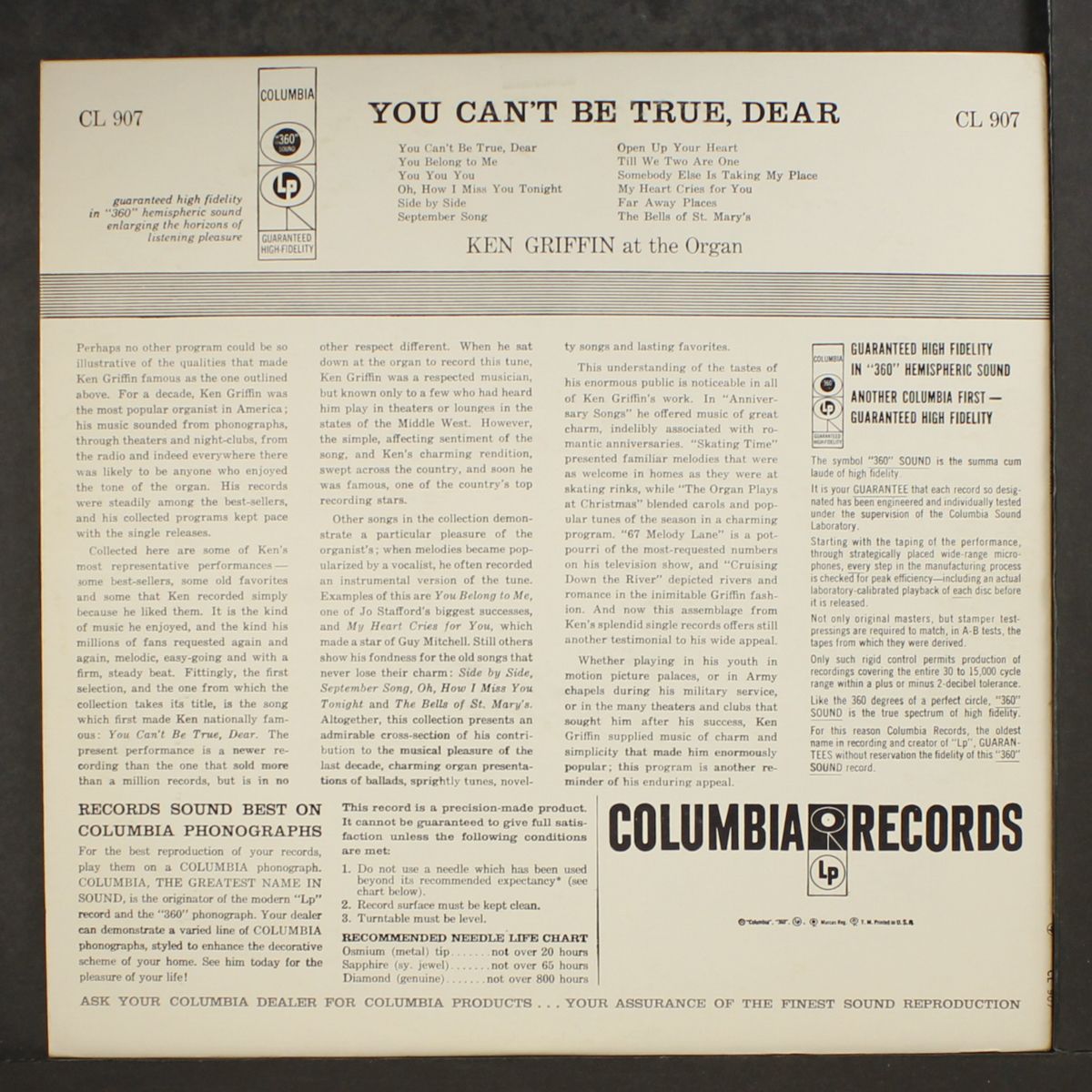 you can't be true, dear by KEN GRIFFIN