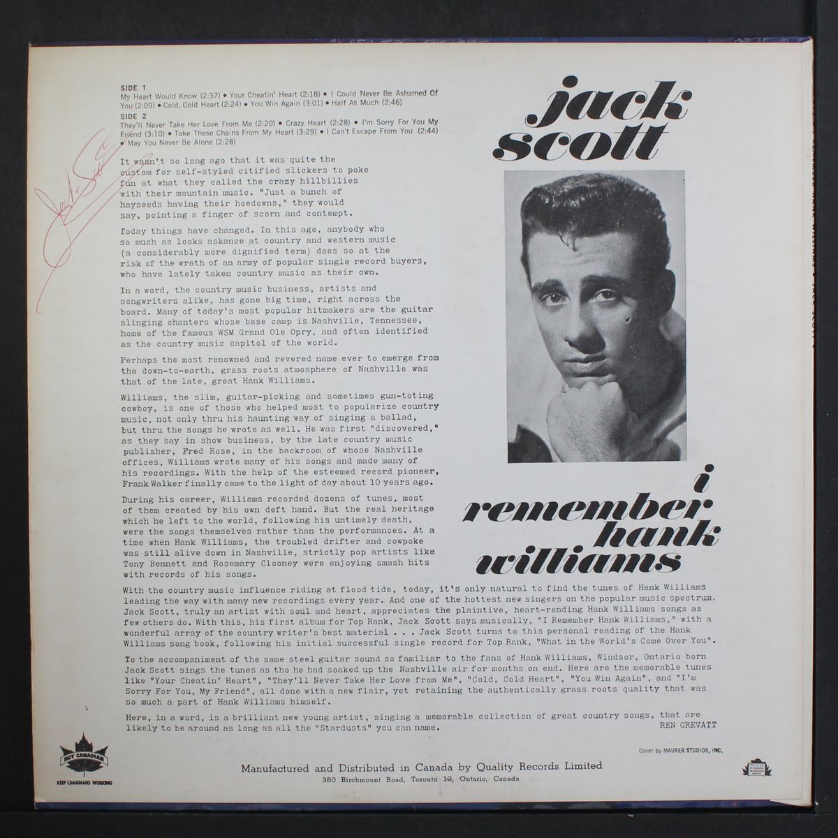 i remember hank williams by JACK SCOTT