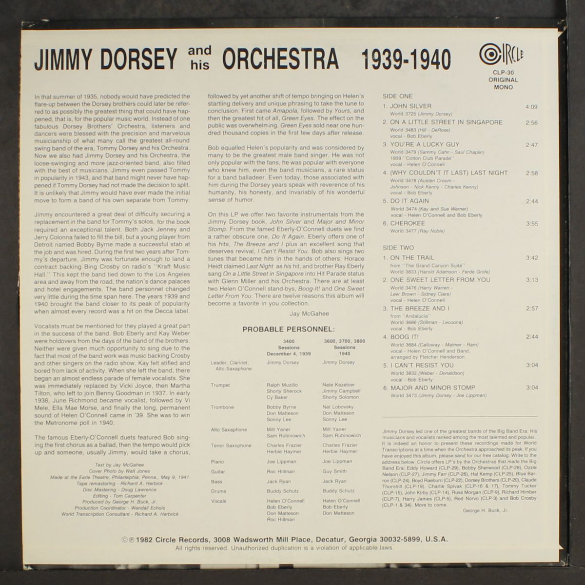 1939-1940 by JIMMY DORSEY
