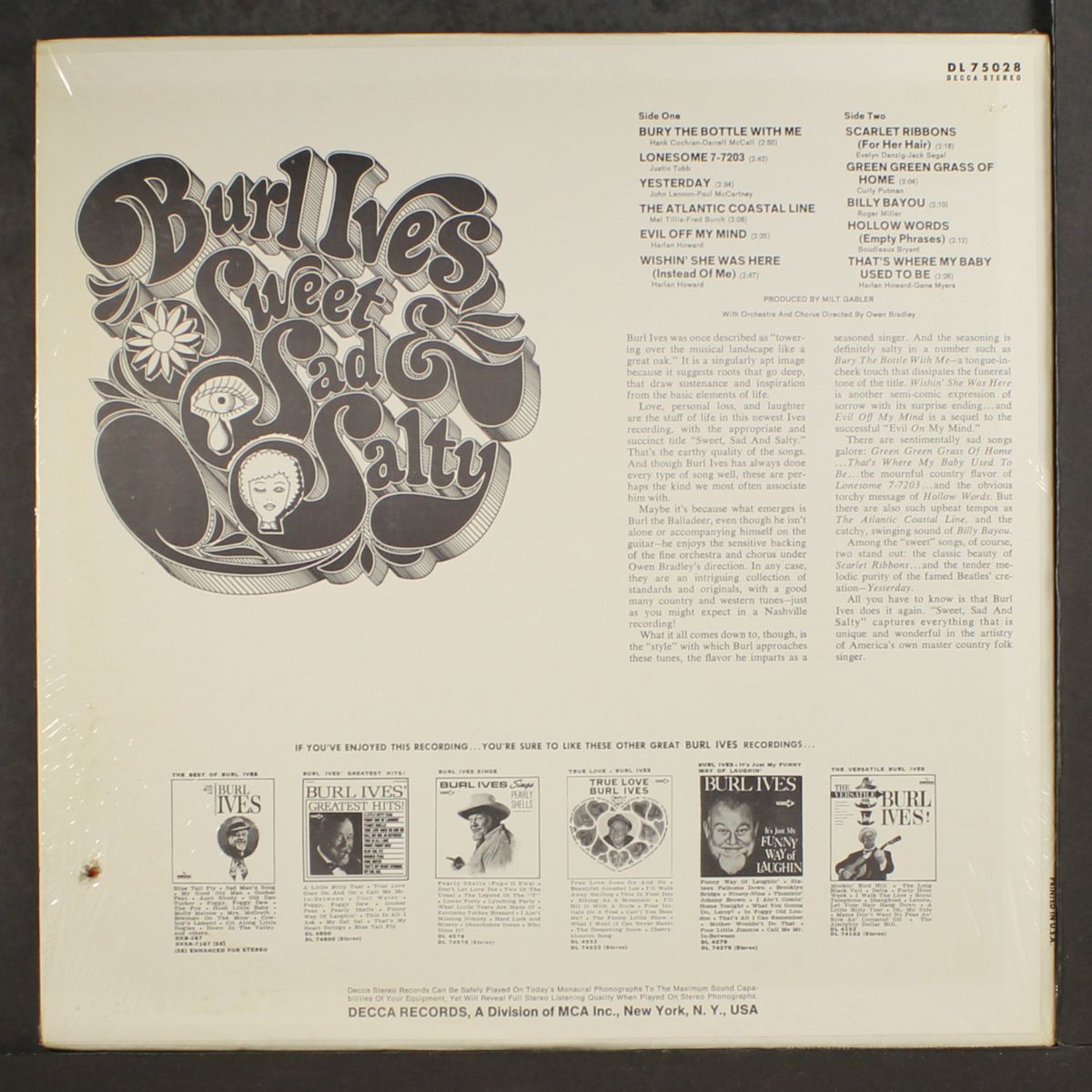 sweet sad & salty by BURL IVES