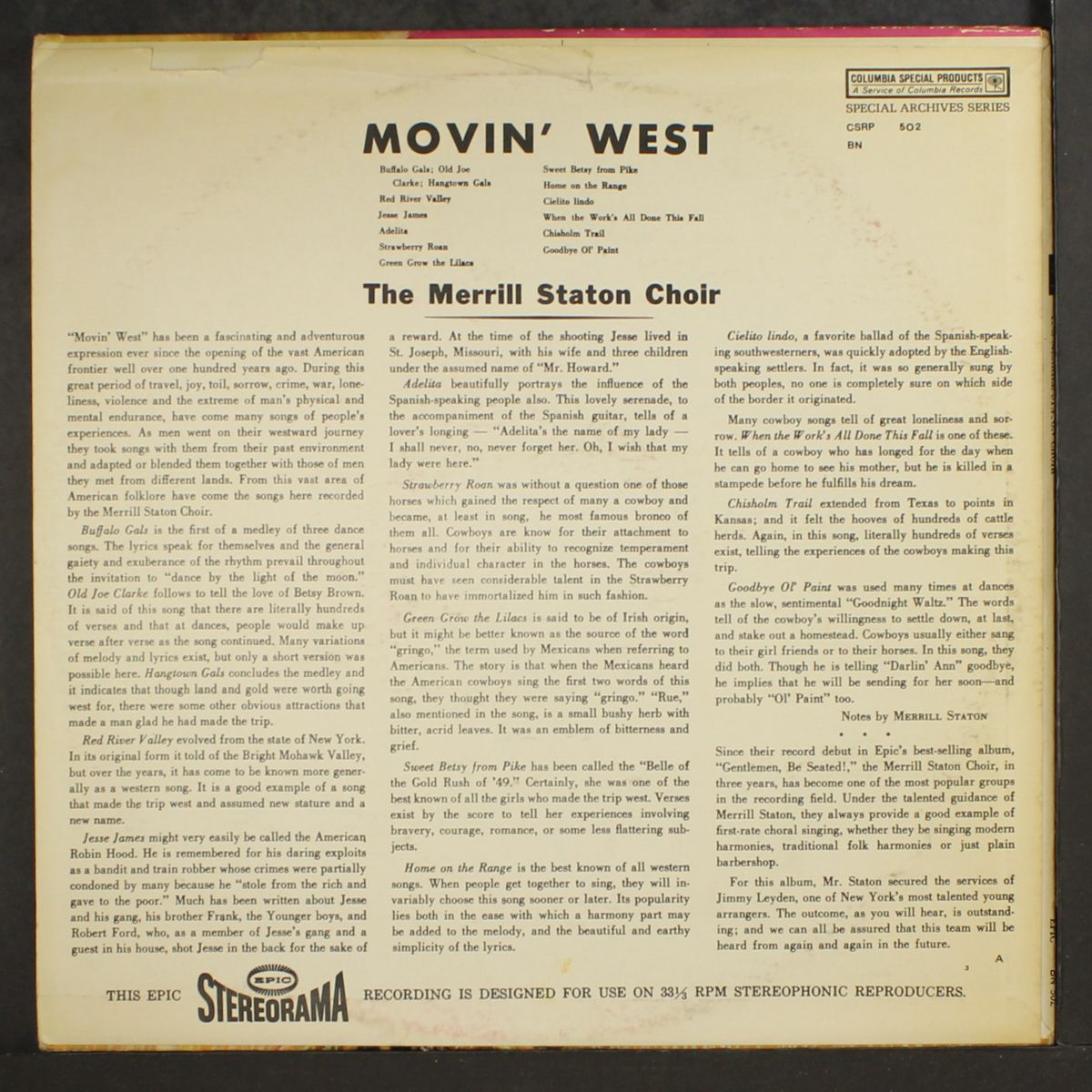 movin' west by MERRILL STATON CHOIR
