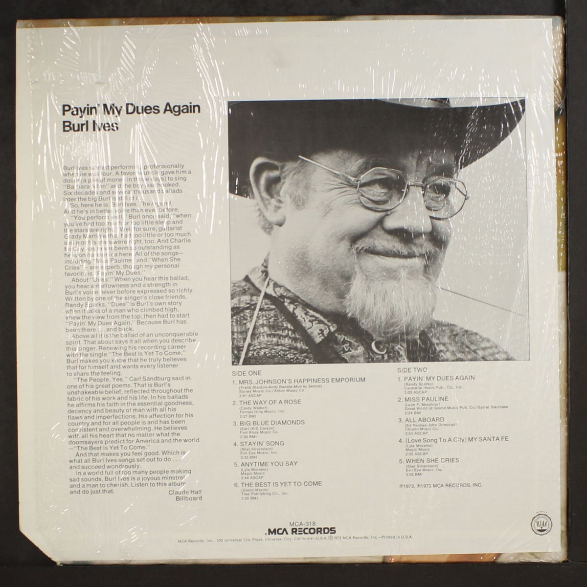 payin' my dues again by BURL IVES