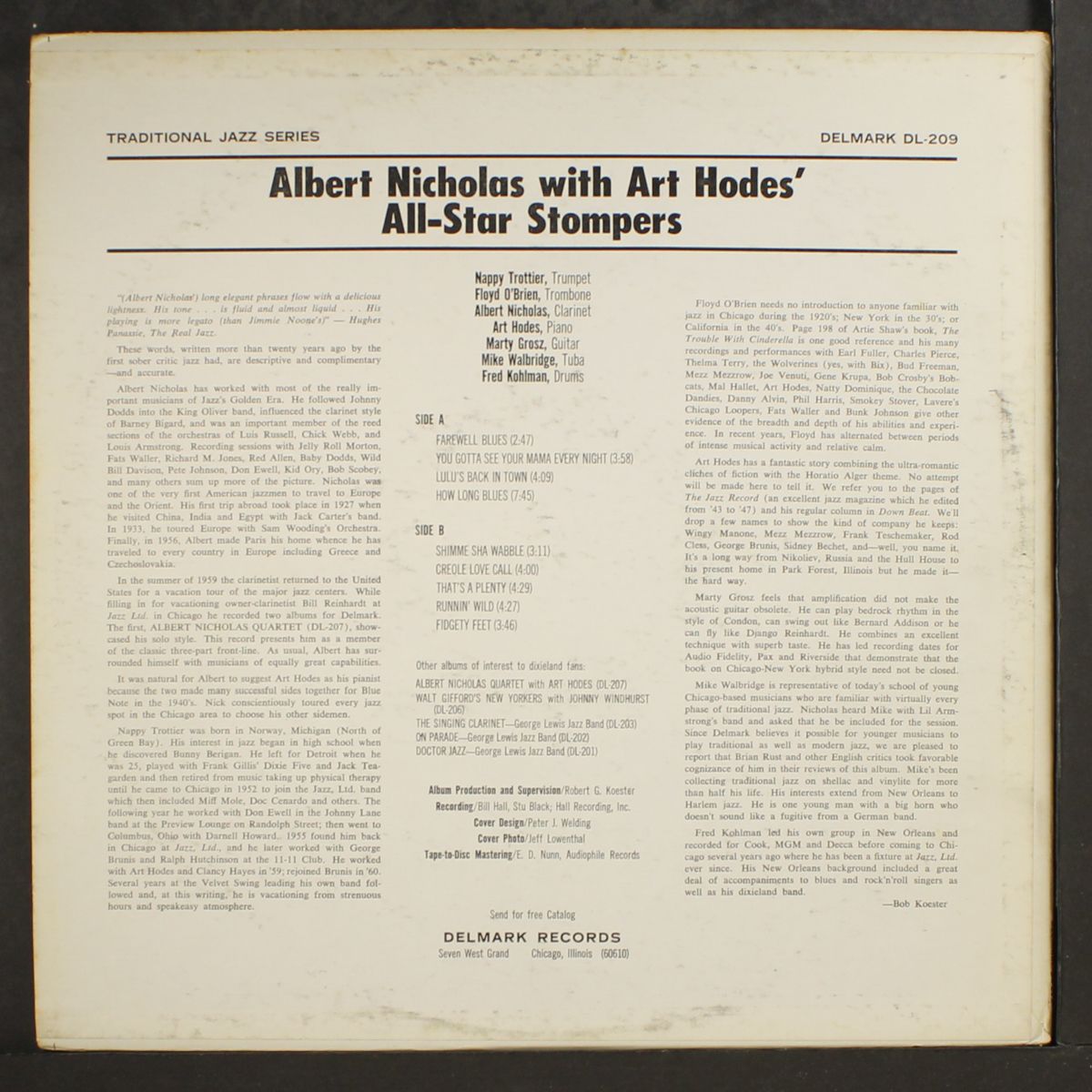 with art hodes' all star stompers by ALBERT NICHOLAS