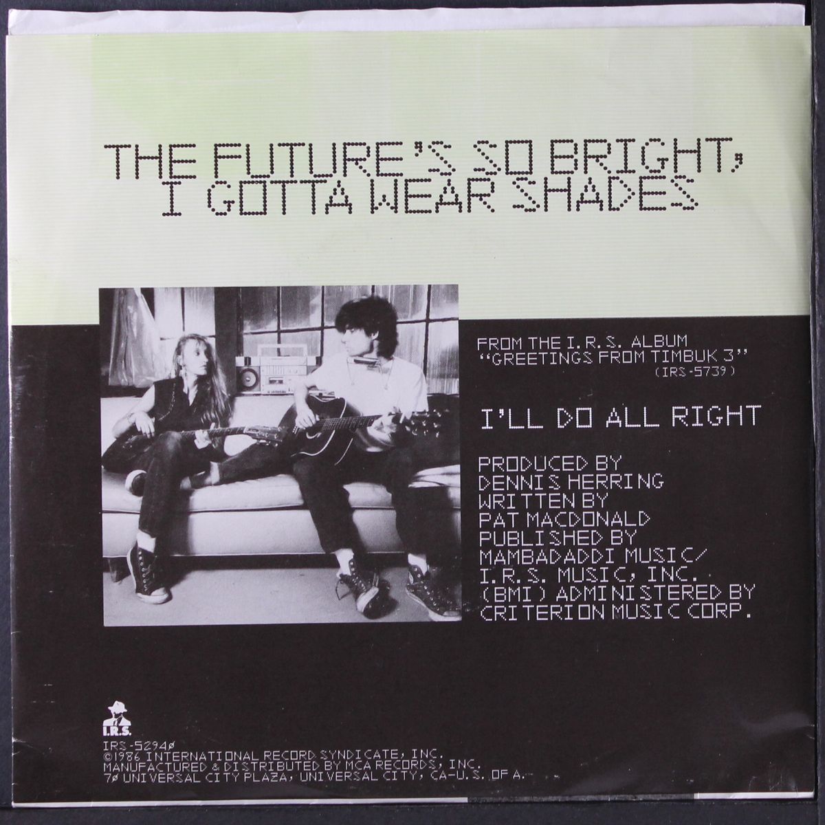 the future's so bright, i gotta wear shades by TIMBUK 3