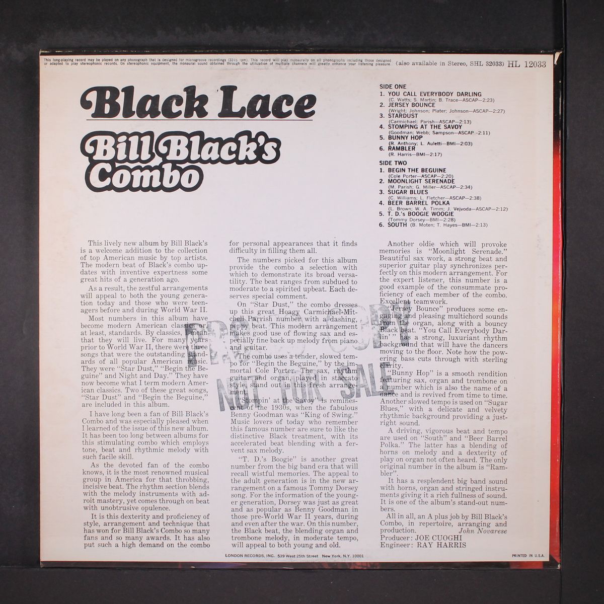 black lace by BILL BLACK'S COMBO
