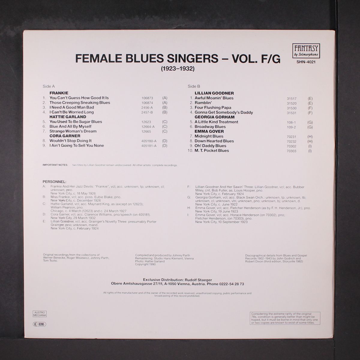 female blues singers, vol. f/g (1921-1930 ) by VARIOUS