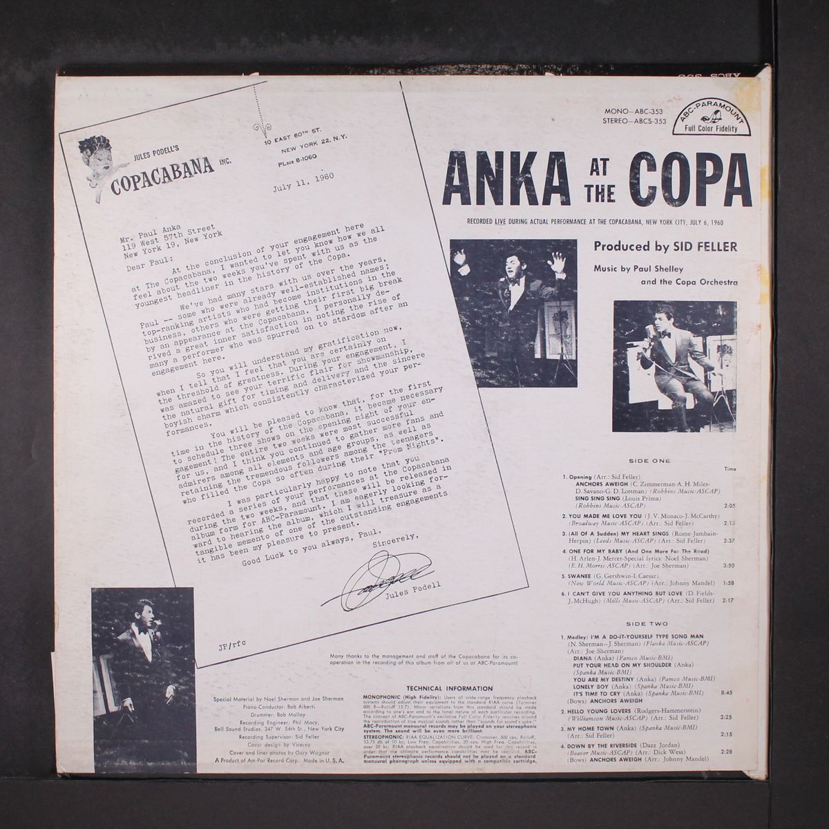 at the copa by PAUL ANKA