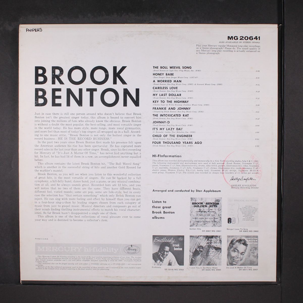 the boll weevil song + 11 other great hits by BROOK BENTON