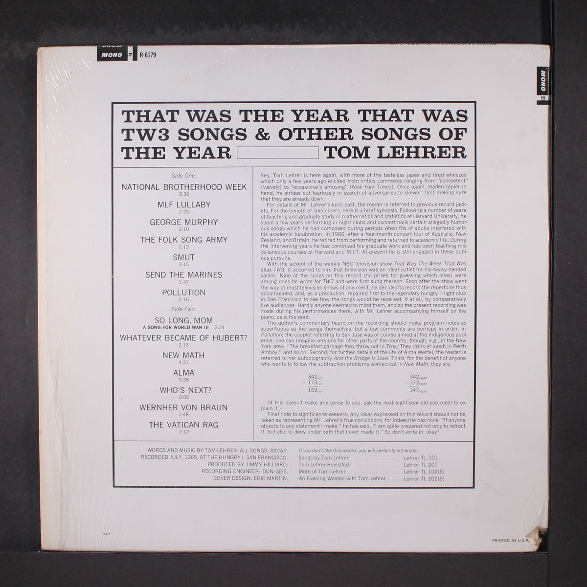 that was the year that was by TOM LEHRER
