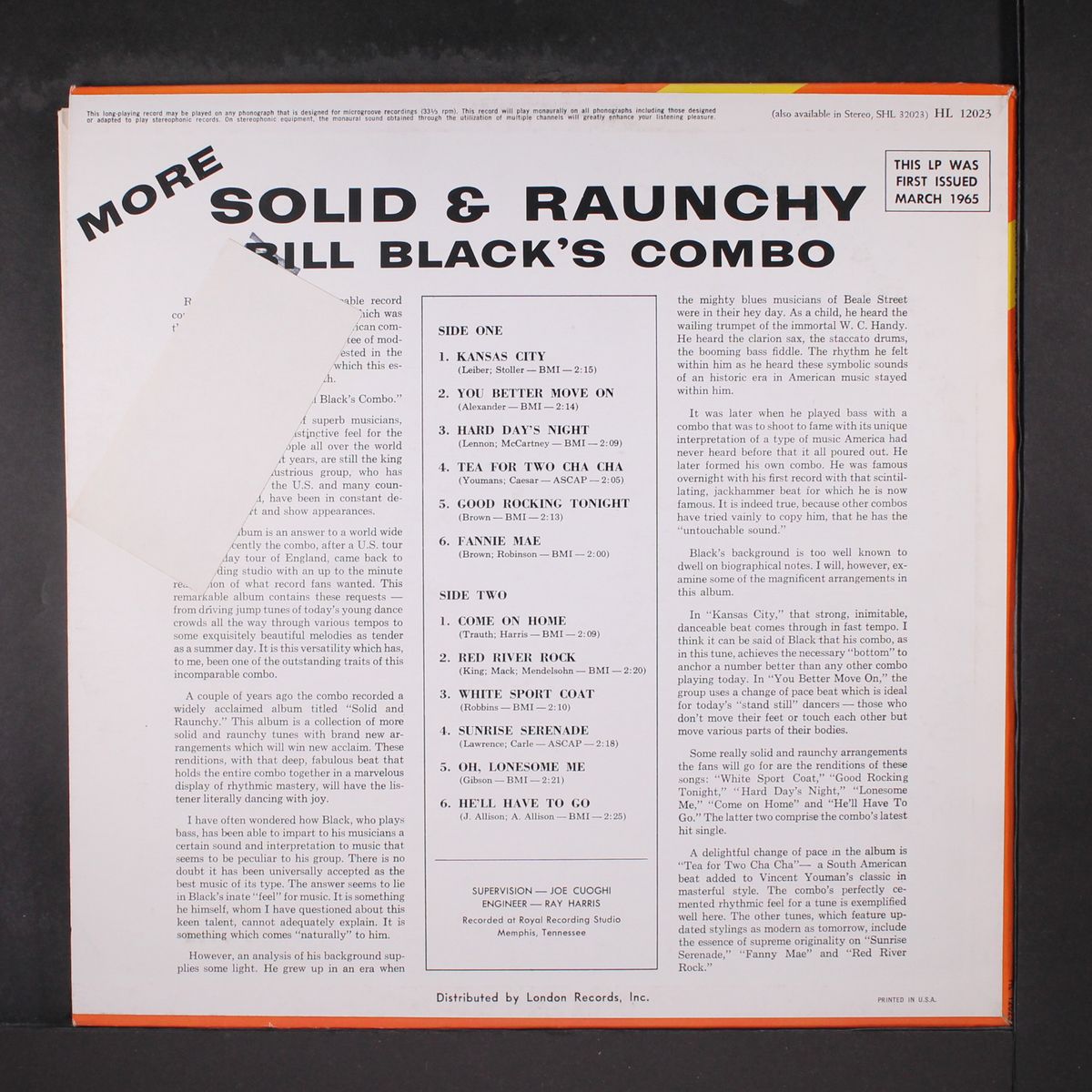more...solid & raunchy by BILL BLACK'S COMBO