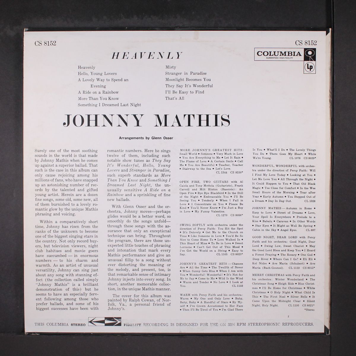 heavenly by JOHNNY MATHIS