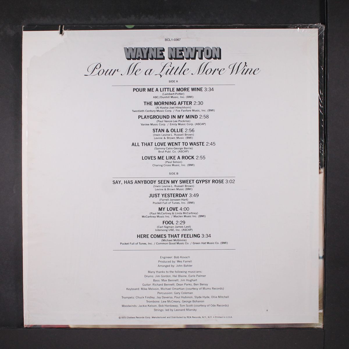 pour me a little more wine by WAYNE NEWTON