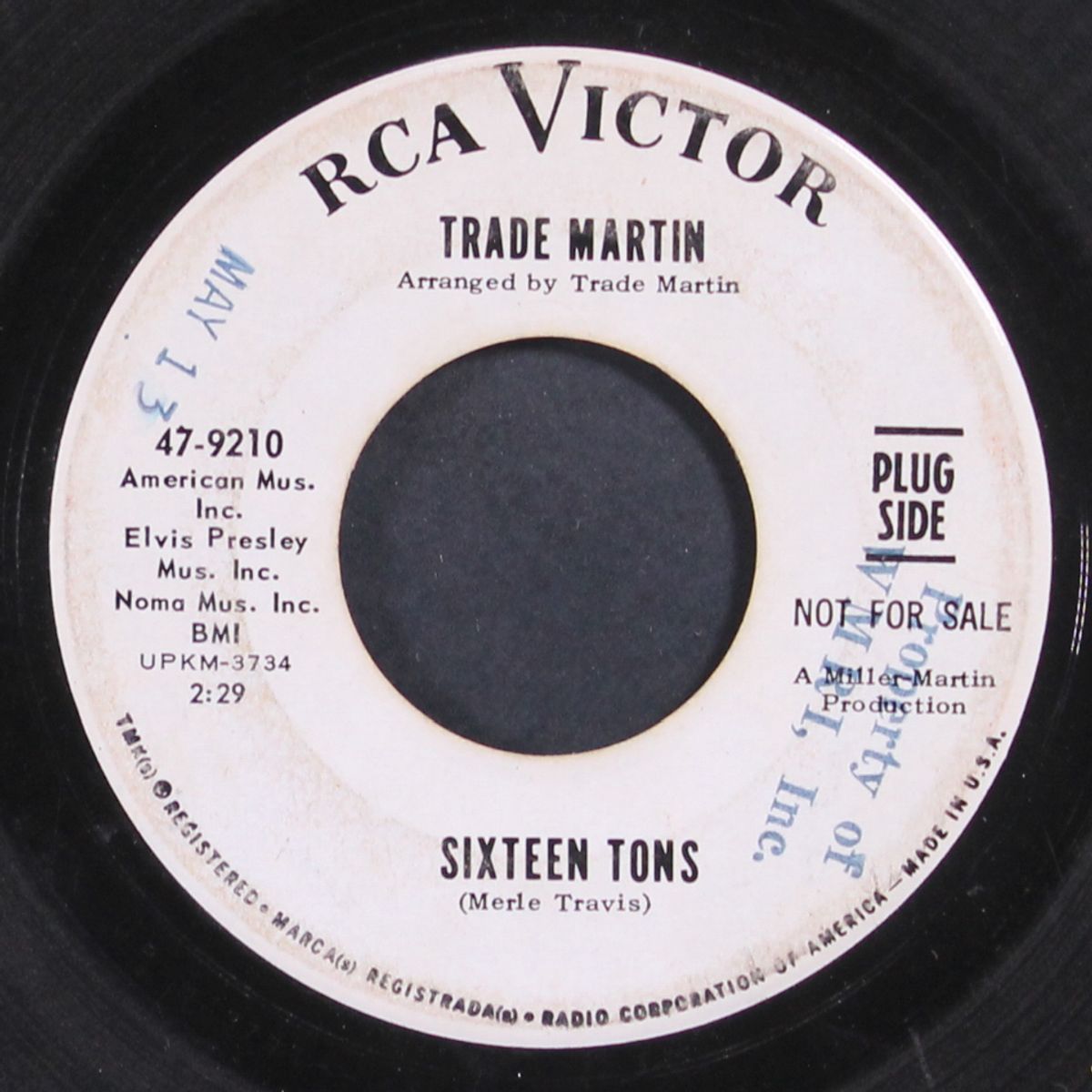 sixteen tons / she's got the wind in her hair by TRADE MARTIN